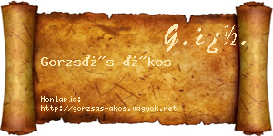 Gorzsás Ákos névjegykártya